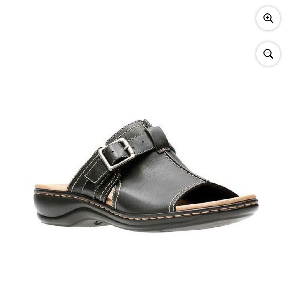 Clarks Black Leather Leisa Gianna Slide Sandal - Picture 12 of 12
